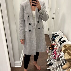 Zara Gray Wool Coat Size Medium